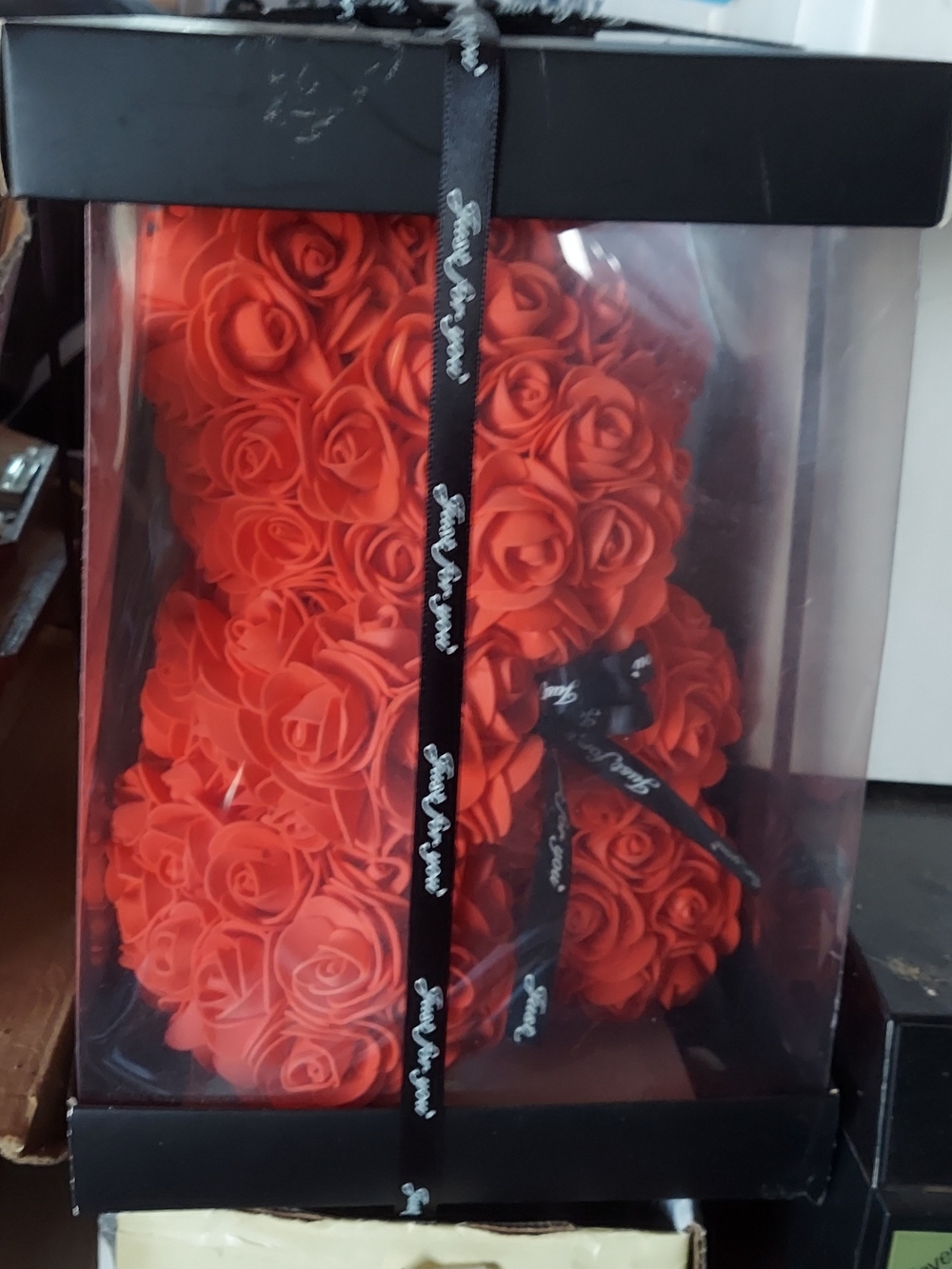 Authentic Red Rose Bear Decorative Accent